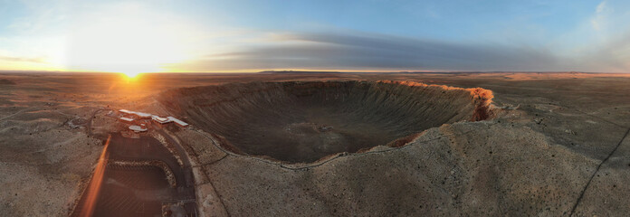 Sunrise Over Meteor Crater, Winslow Arizona By Drone