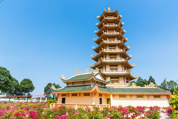 Buddhist temple, example of the amazing ancient architecture - Vietnam.