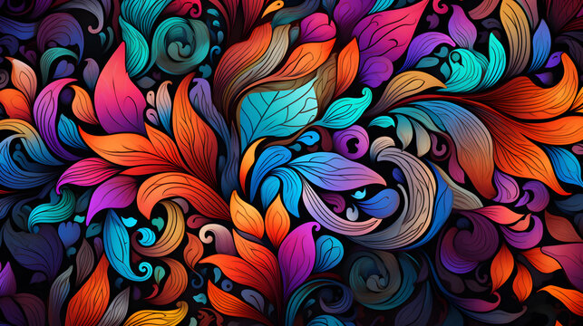 Colorful flowers illustrationHD 8K wallpaper Stock Photographic,  Organic Enigma Intriguing patterns inspired by nature's hidden secrets