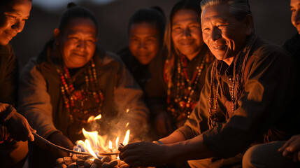 Les esprits guident le peuple Navajo vers la terre sacrée, où le feu sacré brûle éternellement.  - obrazy, fototapety, plakaty