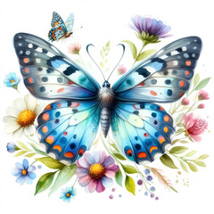 Butterfly watercolor illustration. AI generated