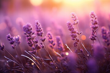 Naklejka premium Flowering Heather Plant, Erica Flower Field, Gardener Heather, Idyllic Moorland Pattern
