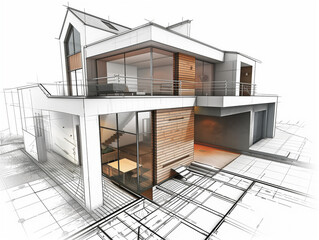 Fototapeta na wymiar 3D Design of House and Apartment