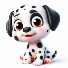 3D funny dalmatian dog cartoon. Pets for children's illustrations. AI generated