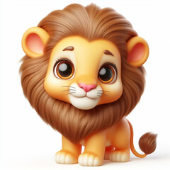 3D funny lion cartoon. Wild animals for children's illustrations. AI generated