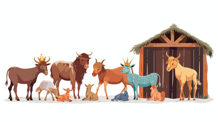 Nativity manger scene holy family wise kings ox donk