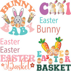 Happy Easter Bundle design, Christian Easter bunny Bundle, Retro Easter Cut Files Cricut, Good for Happy Easter tshirt design