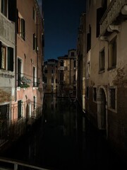 Mysterious Venice, views of canals at night