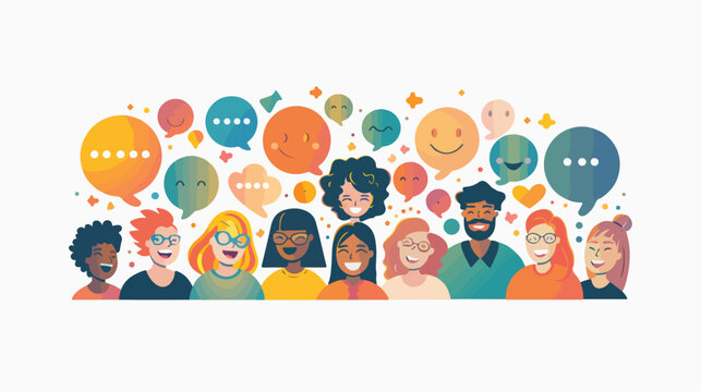 People icons and colorful voice bubbles vector illustration