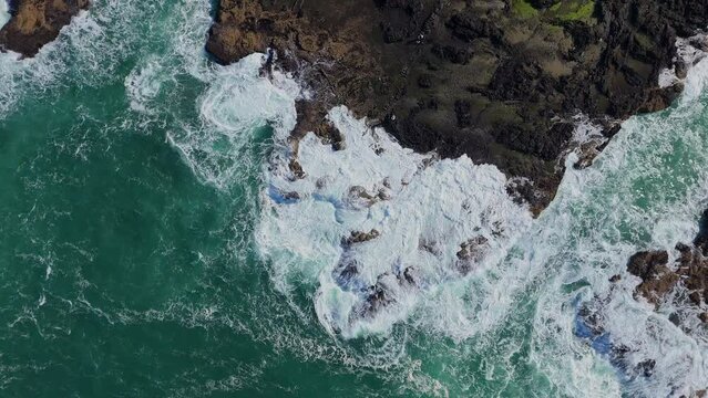 Cape Perpetua Oregon Coast Thors Well, Cooks Chasm Devils Churn Area Aerial Video