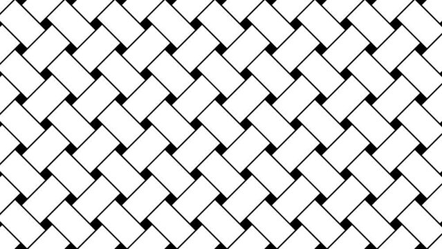 4K looped Black and white seamless brick pattern background. Endless loop. Brick design seamless loop on white  screen.
