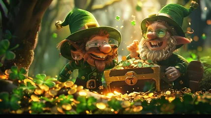 Tuinposter Leprechauns are celebrating lucky day © Ege