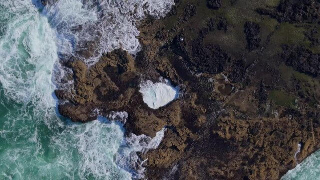 Thors Well Cape Perpetua Oregon Coast Highway Pacific Northwest Coastal Cave Aerial Video