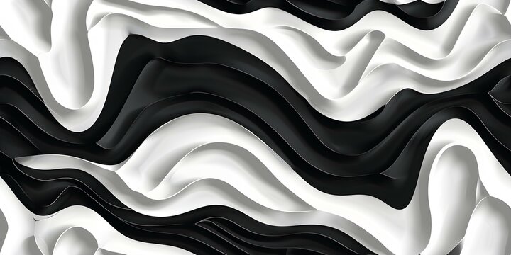 Waves with a zebra stripe pattern black and white with a wild twist seamless background. Concept Striped Waves, Zebra Pattern, Black and White, Wild Twist, Seamless Background