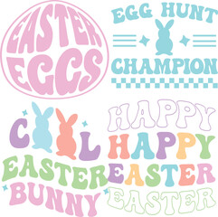 Happy Easter Bundle design, Christian Easter bunny Bundle, Retro Easter Cut Files Cricut, Good for Happy Easter tshirt design