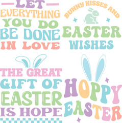 Happy Easter Bundle design, Christian Easter bunny Bundle, Retro Easter Cut Files Cricut, Good for Happy Easter tshirt design