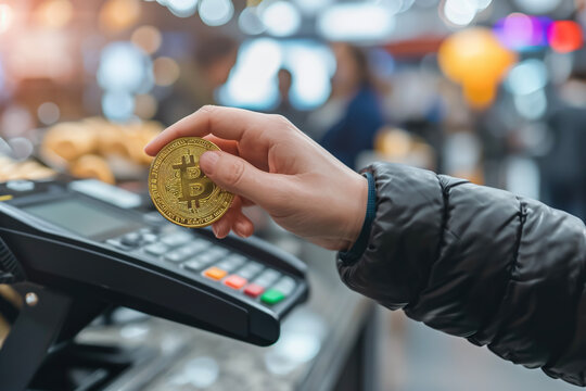 A person using a cryptocurrency payment gateway to accept digital payments - Powered by Adobe