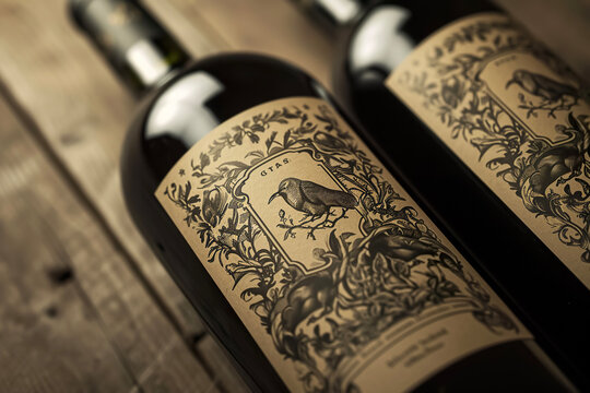 A wine label with a vintage design and a catchy slogan