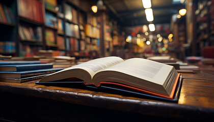 book on the background of a bookstore. 