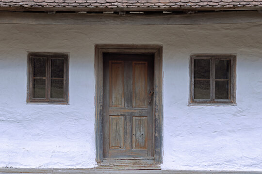facade of old romanian traditional house
