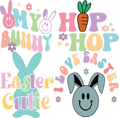 Happy Easter Bundle design, Christian Easter bunny Bundle, Retro Easter Cut Files Cricut, Good for Happy Easter tshirt design