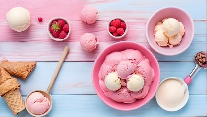 easter still life with eggs and tulips ice cream, ai generator