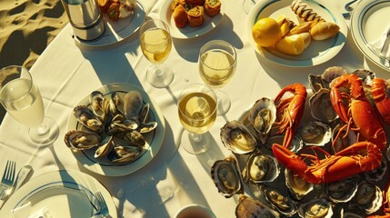 a table topped with plates of food next to a glass of wine and a plate of food on top of a table.