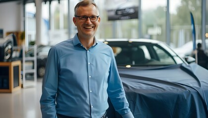 50-year-old businessman about to purchase his new car
