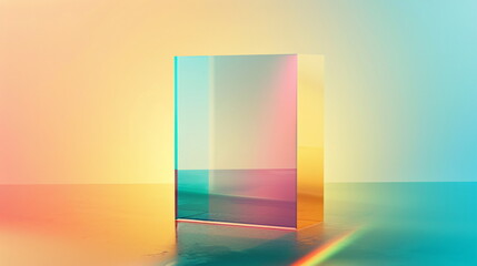 a colorful glass block with a rainbow coming out of it - with dispersion effect