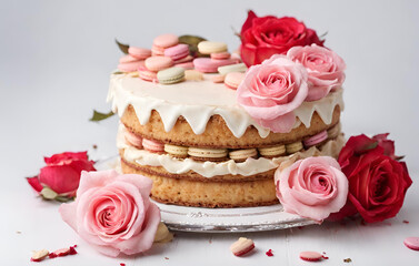 cake with pink rose