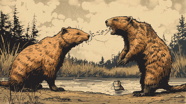 Ilustracja dw&oacute;ch niedźwiedzi 