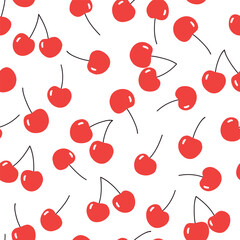 Seamless pattern with cherry. Fruits background. Vector illustration.