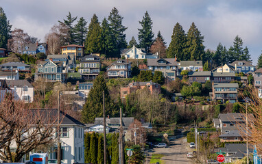 Community on a hilltop in Tacoma Washington.