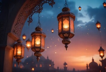 Fototapeta na wymiar Fantasy-themed Lantern for Islamic Ramadan Festivities