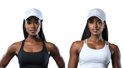 Ready for Cross training: fitness attire set on a black woman for gym display, Isolated on Transparent Background, PNG