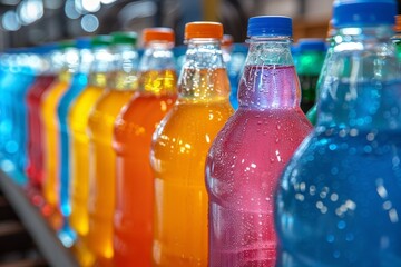 A vibrant image showcasing a variety of colorful bottled beverages, highlighting their refreshment attribute