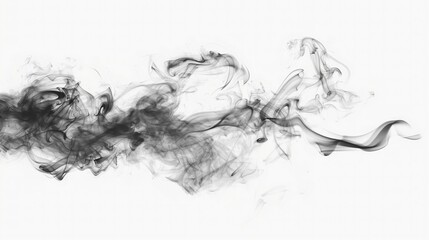 Dynamic black and white smoke tendrils swirling on an abstract canvas - obrazy, fototapety, plakaty