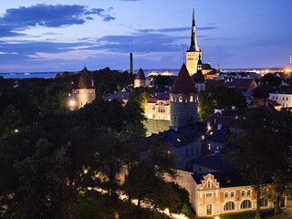 Tallinn, the capital of Estonia at night. - 746117973