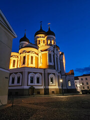 Tallinn, the capital of Estonia at night.