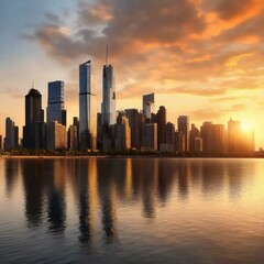 Fototapeta premium City scape image during sunset