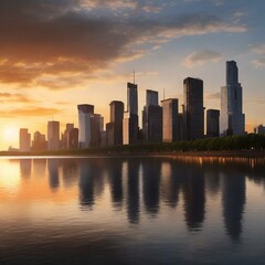 Fototapeta premium City scape image during sunset