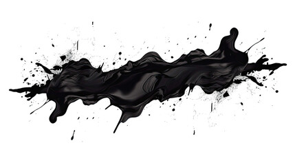 Black brush strokes splatter in ink, splatters of paint as a design element. The black ink brush stroke is a royalty-free PNG file. Splatters of grime, stains of dirt, and blots of water from a brush.