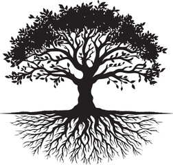 Tree With Roots Silhouettes EPS Tree With Roots Vector Tree With Roots Clipart	
