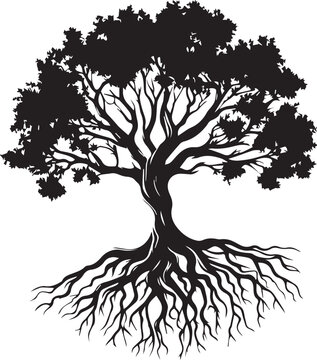 Tree With Roots Silhouettes EPS Tree With Roots Vector Tree With Roots Clipart	
