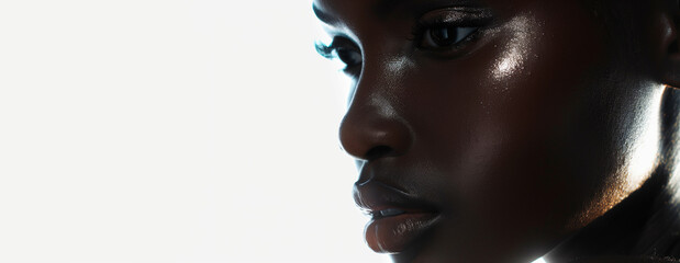 Portrait of beautiful black woman isolated on white