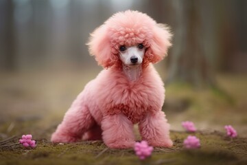 Intelligent Poodle dog. White breed pet. Generate Ai - 746120194