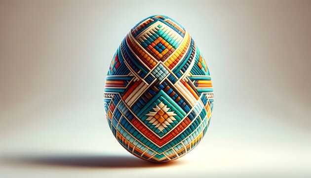 Easter egg with Native American geometric patterns