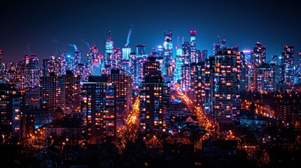 Fototapeta premium view of the city at night from the top of a tall building