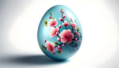 Egg with cherry blossoms in light blue