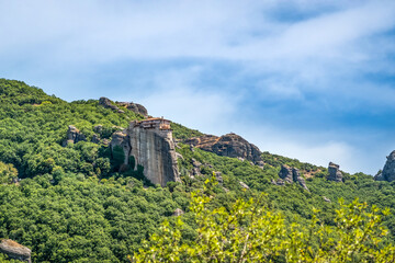 Roussanou Monastery located among the iconic rock formations that house the monasteries of Meteora,...